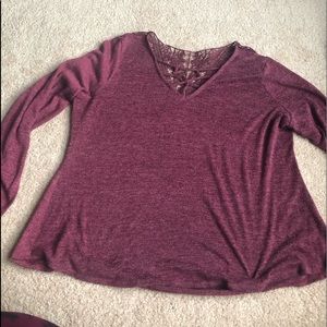 Long sleeved maroon/burgundy top